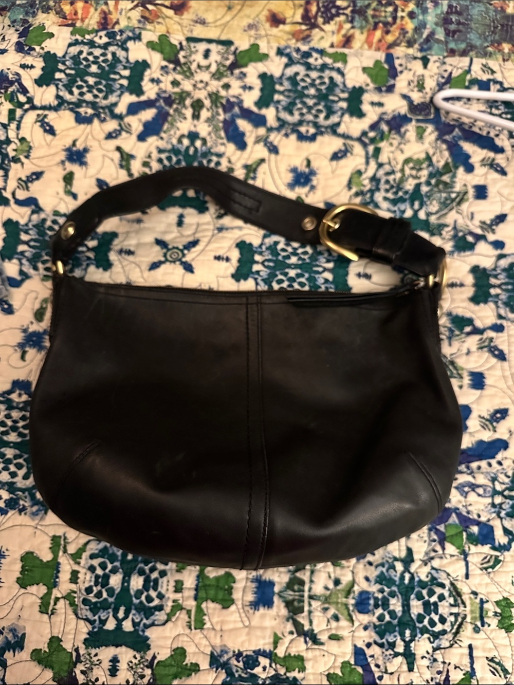 Classic Black Leather Coach Women’s Hobo Shoulder Bag